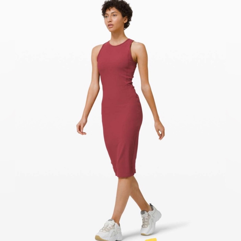 Lululemon Brunch and Back ribbed midi dress in Chianti size 4